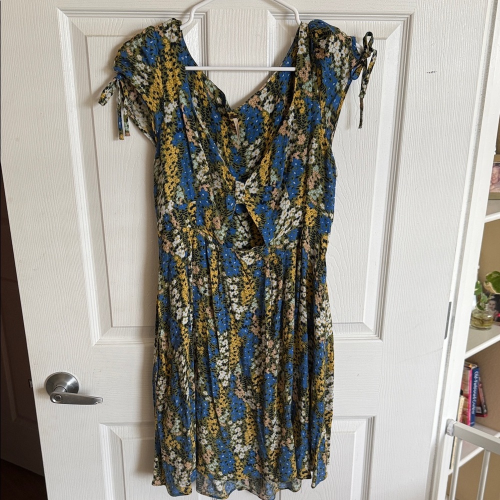Free People Blue and Yellow Floral Mini Dress